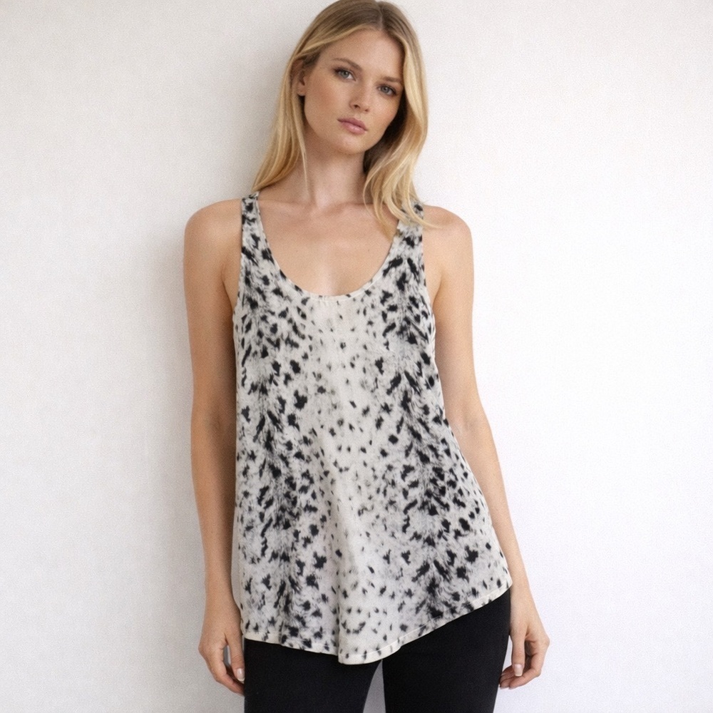 JOIE Racerback 100% silk tank top cami animal print size XS